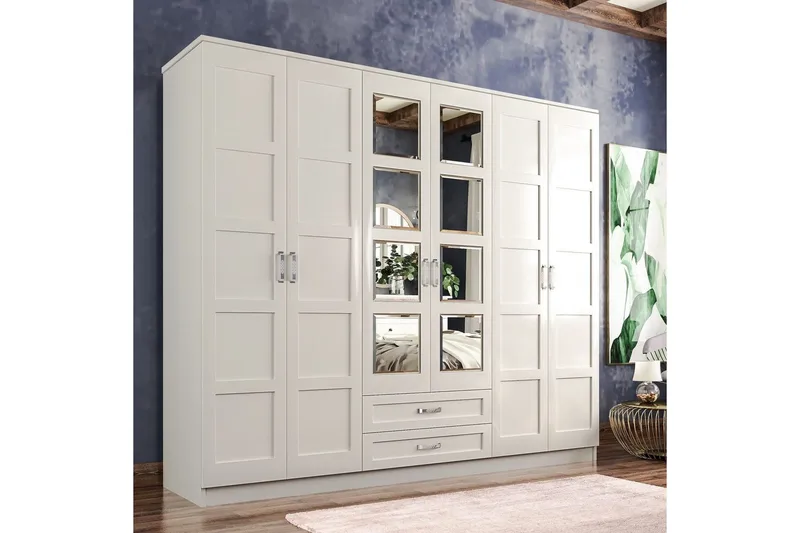 Zyricon Garderobe 210x184 cm - Hvid - Opbevaring - Tøjopbevaring - Garderobeskabe