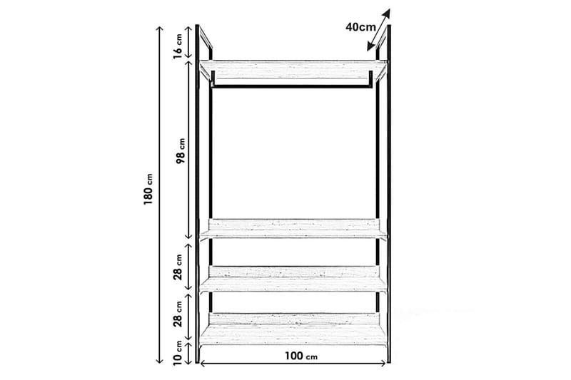 Amerbach Garderobe 100x40 cm - Natur - Opbevaring - Tøjopbevaring - Knagerækker