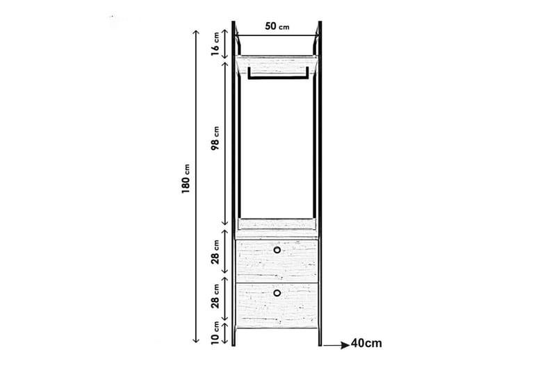 Amerbach Garderobe 50x40 cm - Natur - Knagerækker