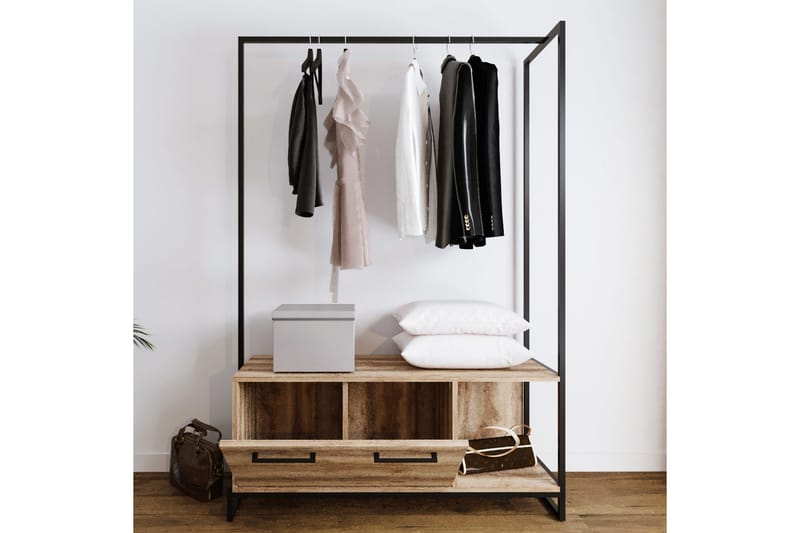 Andifli Garderobe 120x180 cm - Brun - Tøjstativ - Tørrestativ - Knagerækker