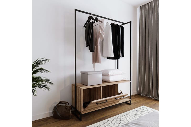 Andifli Garderobe 120x180 cm - Brun - Tøjstativ - Tørrestativ - Knagerækker