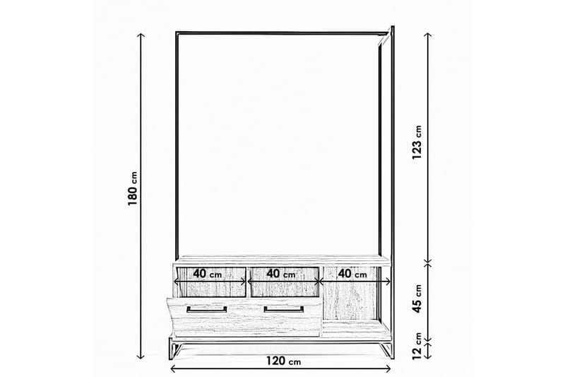 Andifli Garderobe 120x180 cm - Brun - Opbevaring - Tøjopbevaring - Knagerækker - Tøjstativ