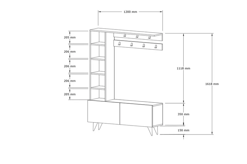 Andifli Tøjstativ 120x161,8 cm - Hvid - Opbevaring - Tøjopbevaring - Knagerækker