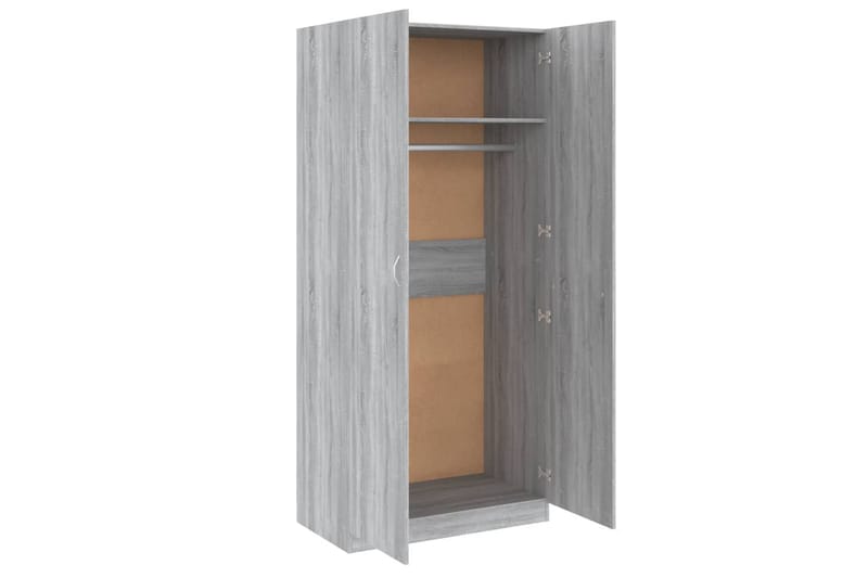 beBasic garderobeskab 90x52x200 cm konstrueret træ grå sonoma-eg - GrÃ¥ - Opbevaring - Tøjopbevaring - Knagerækker