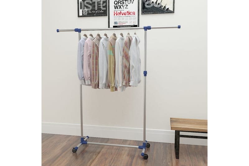 Justerbart Tøjstativ Rustfrit Stål 165X44X150Cm Sølvfarvet - Sølv - Opbevaring - Tøjopbevaring - Knagerækker - Knage