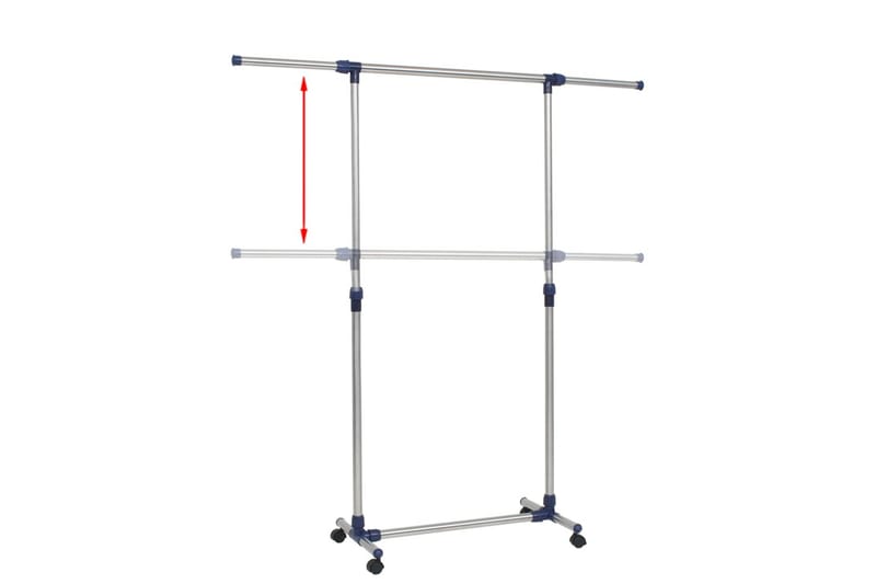 Justerbart Tøjstativ Rustfrit Stål 165X44X150Cm Sølvfarvet - Sølv - Opbevaring - Tøjopbevaring - Knagerækker - Knage