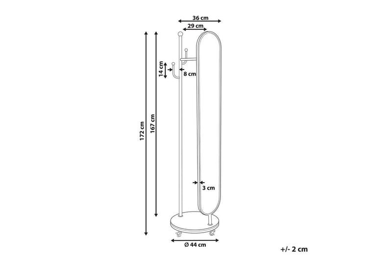 Klädhängare med spegel Beliani Lorena GOLD||White - Opbevaring - Tøjopbevaring - Knagerækker - Tøjstativ