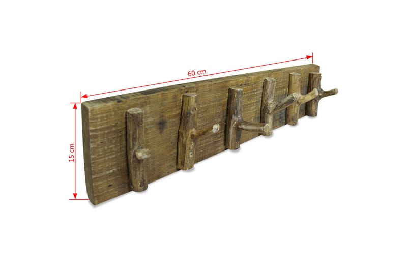 Knagerække I Massivt Genbrugstræ 60 X 15 Cm - Brun - Opbevaring - Tøjopbevaring - Knagerækker - Knage