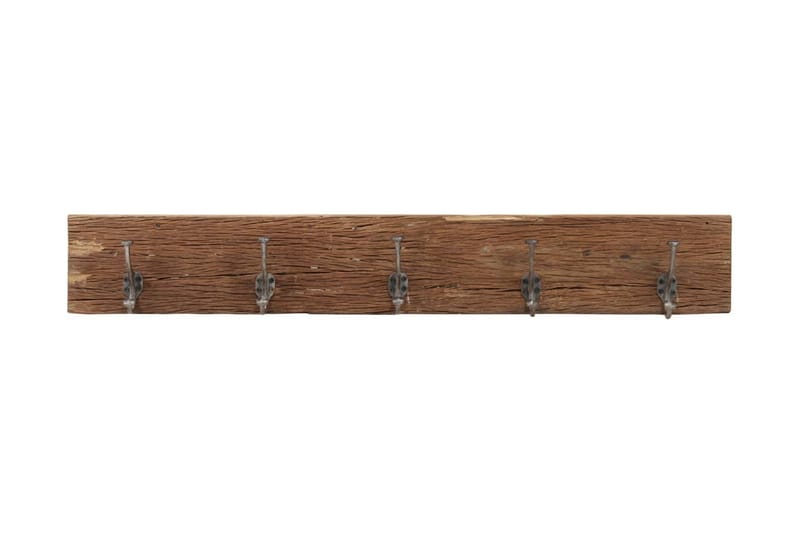 Knagerække Med 5 Knager 100x2,5x15 cm massivt Genbrugstræ - Brun - Opbevaring - Tøjopbevaring - Knagerækker - Knage