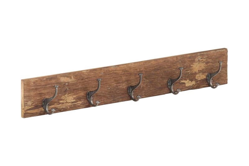 Knagerække Med 5 Knager 100x2,5x15 cm massivt Genbrugstræ - Brun - Opbevaring - Tøjopbevaring - Knagerækker - Knage