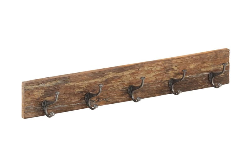 Knagerække Med 5 Knager 100x2,5x15 cm massivt Genbrugstræ - Brun - Opbevaring - Tøjopbevaring - Knagerækker - Knage