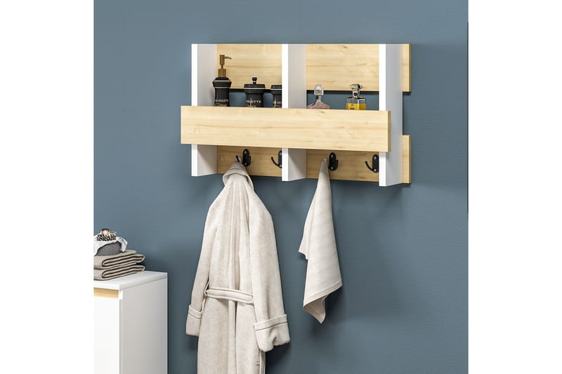Denzin Knagerække 16x60 cm - Lys Natur/Hvid - Opbevaring - Tøjopbevaring - Knagerækker - Knager