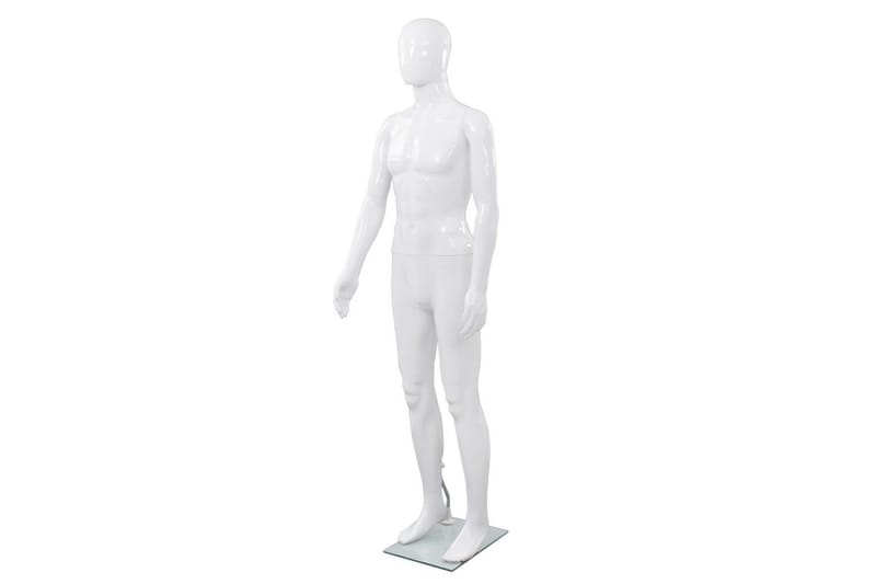 mannequin mand fuld figur glassokkel hvid højglans 185 cm - Hvid - Knage - Knagerækker - Knager