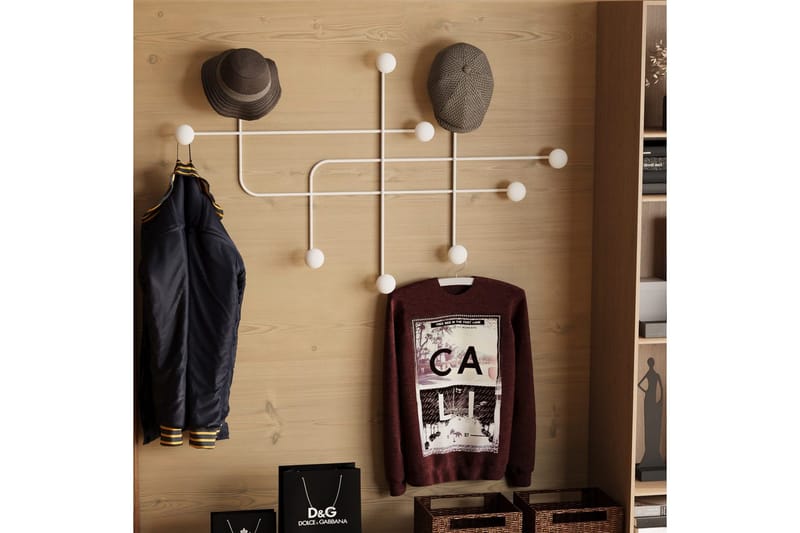 Metalkrog til Væg Australia Hvid - Hvid - Opbevaring - Tøjopbevaring - Knagerækker