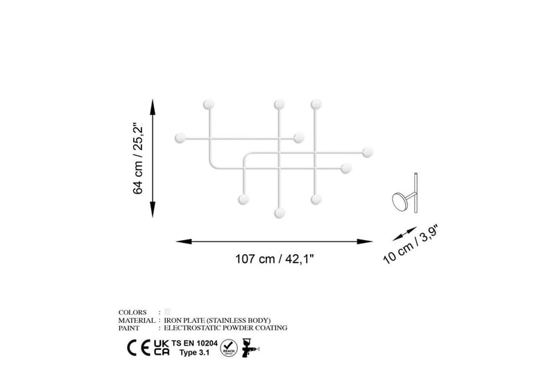 Metalkrog til Væg Australia Hvid - Hvid - Opbevaring - Tøjopbevaring - Knagerækker