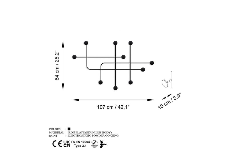 Metalkrog til Væg Australia Sort - Sort - Opbevaring - Tøjopbevaring - Knagerækker