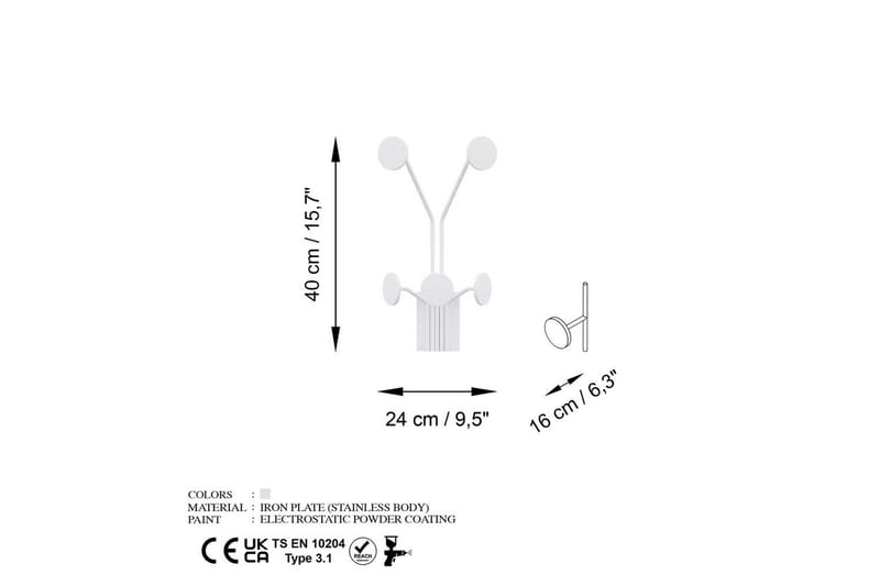 Metalkrog til Væg Clarrae Hvid - Hvid - Opbevaring - Tøjopbevaring - Knagerækker