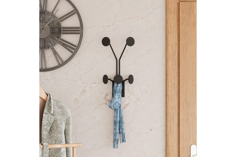 Metalkrog til Væg Clarrae Sort - Sort - Opbevaring - Tøjopbevaring - Knagerækker