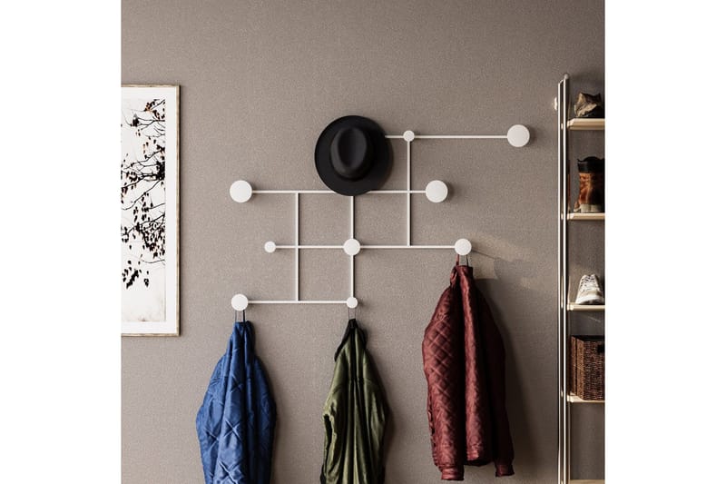 Metalkrog til Væg Colna Hvid - Hvid - Opbevaring - Tøjopbevaring - Knagerækker