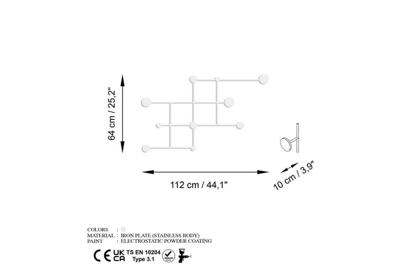 Metalkrog til Væg Colna Hvid - Hvid - Opbevaring - Tøjopbevaring - Knagerækker