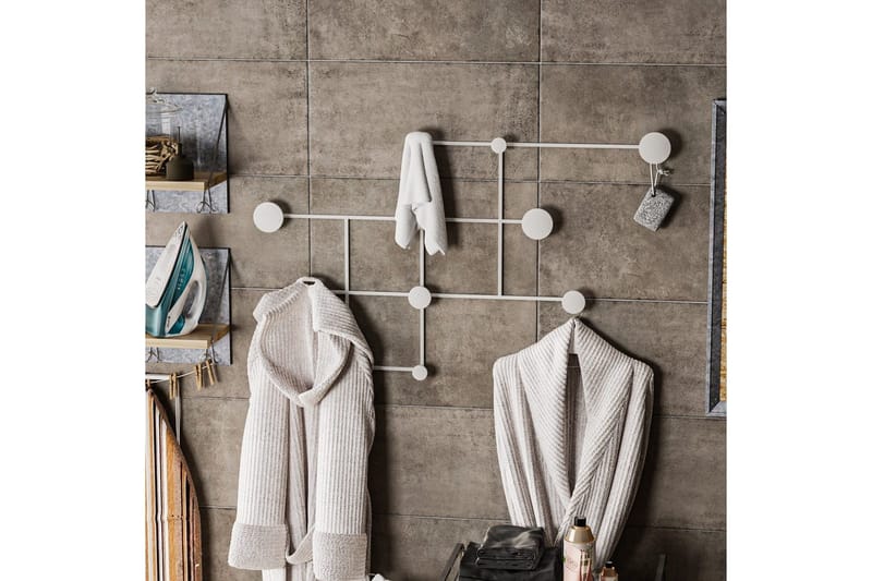 Metalkrog til Væg Colna Hvid - Hvid - Opbevaring - Tøjopbevaring - Knagerækker