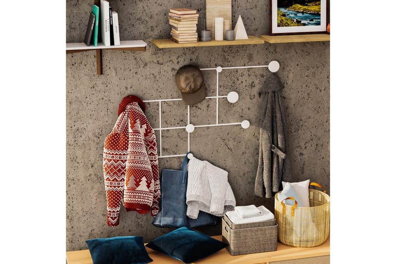 Metalkrog til Væg Colna Hvid - Hvid - Opbevaring - Tøjopbevaring - Knagerækker