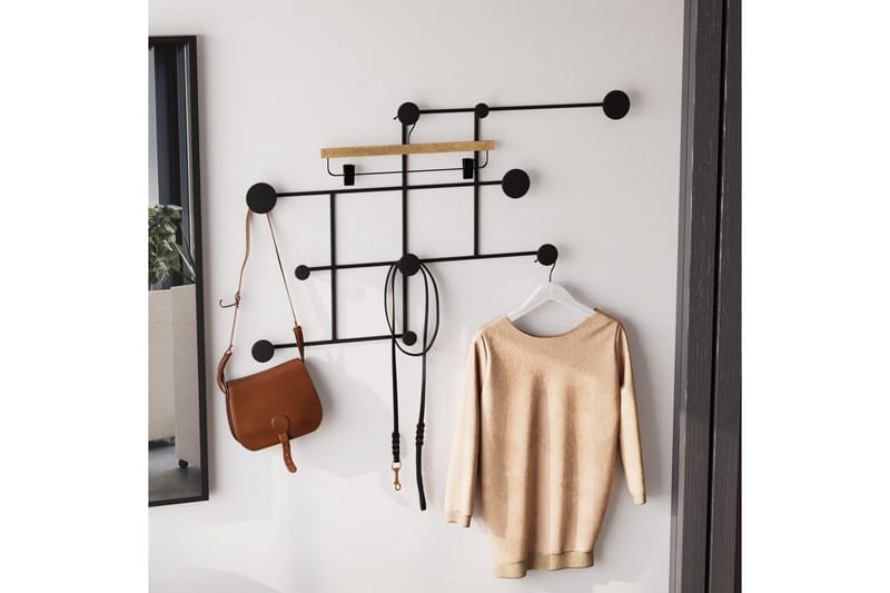Metalkrog til Væg Colna Sort - Sort - Opbevaring - Tøjopbevaring - Knagerækker