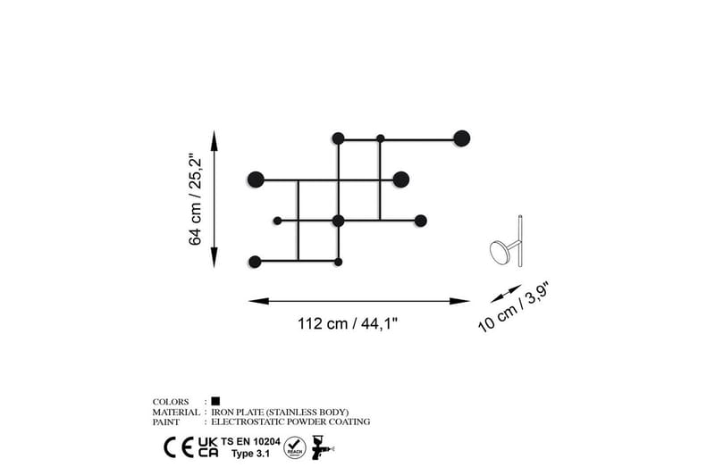 Metalkrog til Væg Colna Sort - Sort - Opbevaring - Tøjopbevaring - Knagerækker