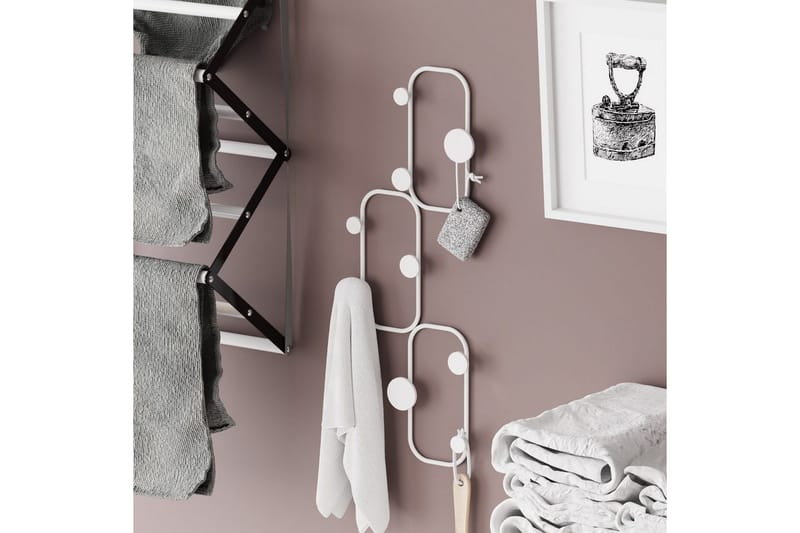 Metalkrog til Væg Dravos Hvid - Hvid - Opbevaring - Tøjopbevaring - Knagerækker