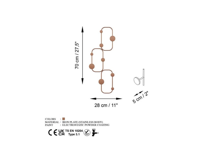 Metalkrog til Væg Dravos Kobber - Kobber - Opbevaring - Tøjopbevaring - Knagerækker