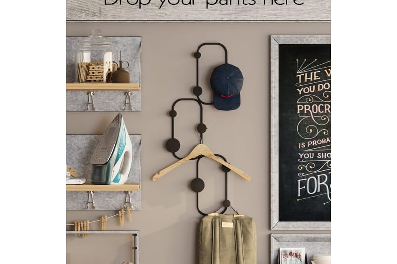Metalkrog til Væg Dravos Sort - Sort - Opbevaring - Tøjopbevaring - Knagerækker