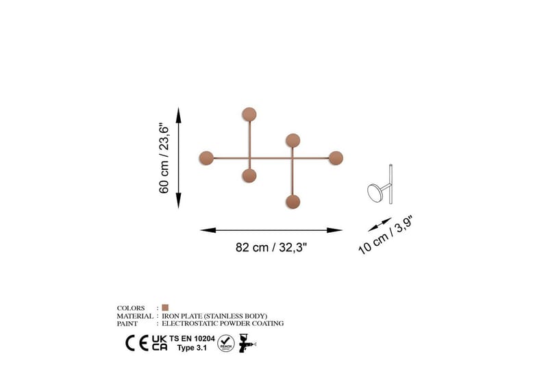 Metalkrog til Væg Inermis Kobber - Kobber - Opbevaring - Tøjopbevaring - Knagerækker
