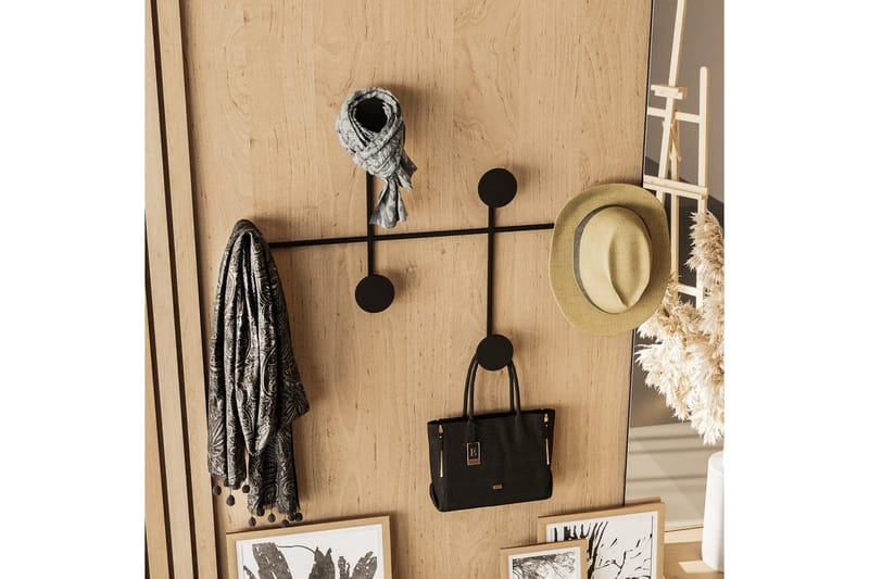 Metalkrog til Væg Inermis Sort - Sort - Opbevaring - Tøjopbevaring - Knagerækker