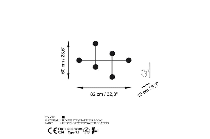 Metalkrog til Væg Inermis Sort - Sort - Opbevaring - Tøjopbevaring - Knagerækker