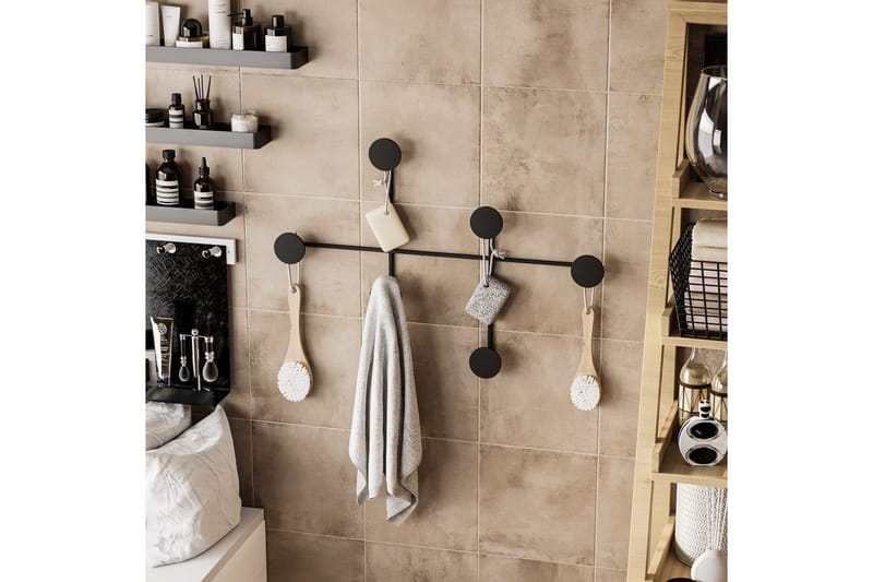 Metalkrog til Væg Inermis Sort - Sort - Opbevaring - Tøjopbevaring - Knagerækker