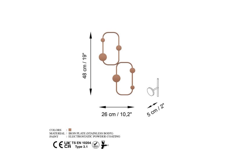 Metalkrog til Væg Mariehøne Kobber - Kobber - Opbevaring - Tøjopbevaring - Knagerækker