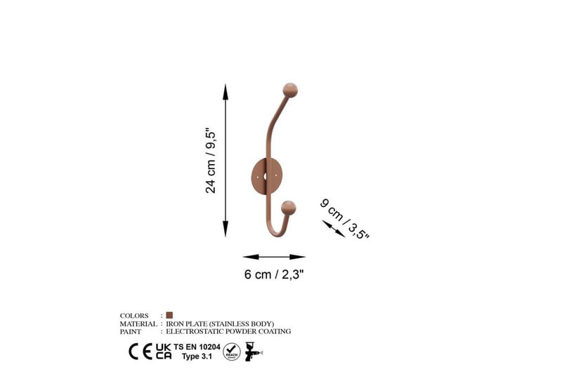 Metalkrog til Væg Næsehorn Kobber - Kobber - Opbevaring - Tøjopbevaring - Knagerækker