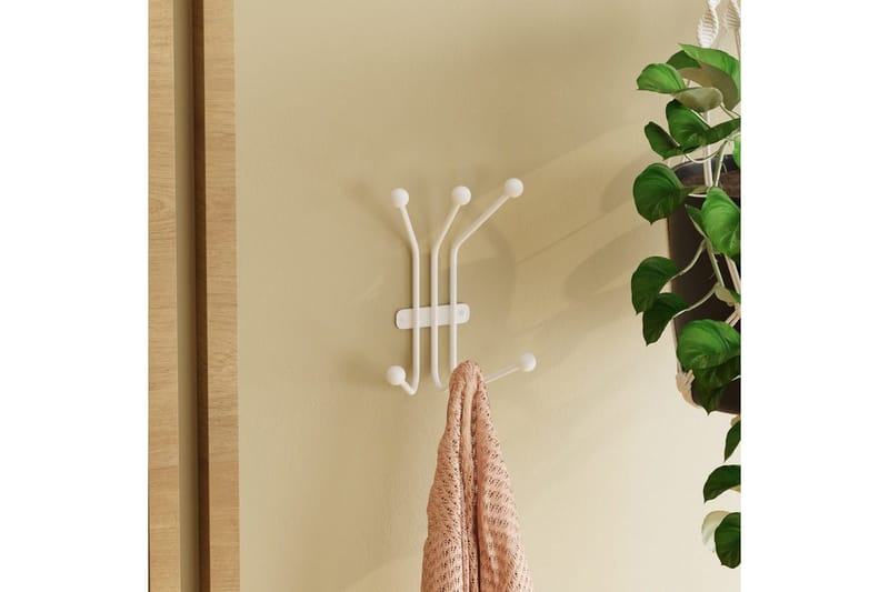 Metalkrog til Væg Narwanire Hvid - Hvid - Opbevaring - Tøjopbevaring - Knagerækker