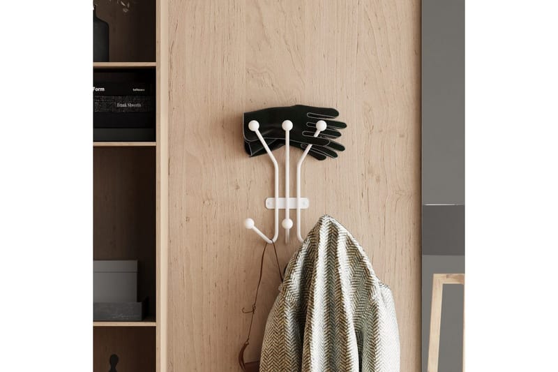 Metalkrog til Væg Narwanire Hvid - Hvid - Opbevaring - Tøjopbevaring - Knagerækker