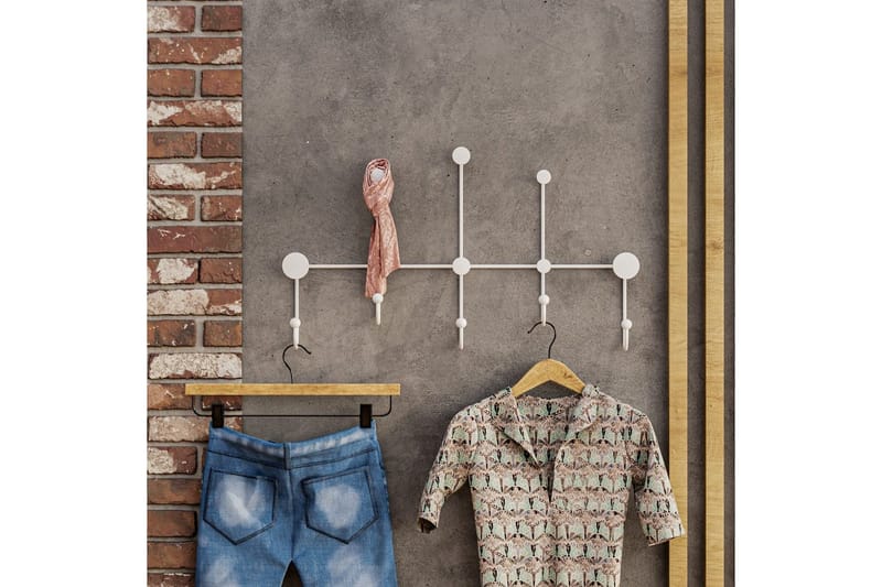 Metalkrog til Væg Ranjita Hvid - Hvid - Opbevaring - Tøjopbevaring - Knagerækker