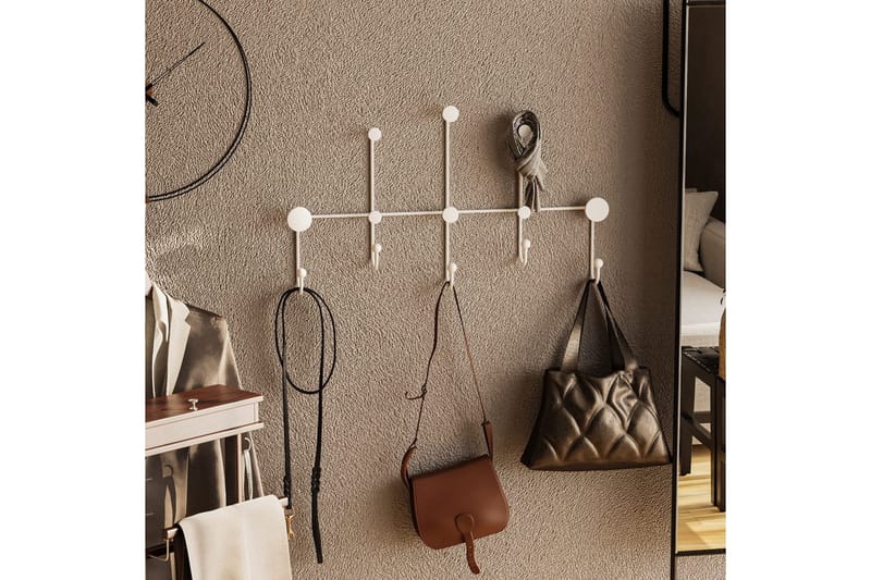 Metalkrog til Væg Ranjita Hvid - Hvid - Opbevaring - Tøjopbevaring - Knagerækker