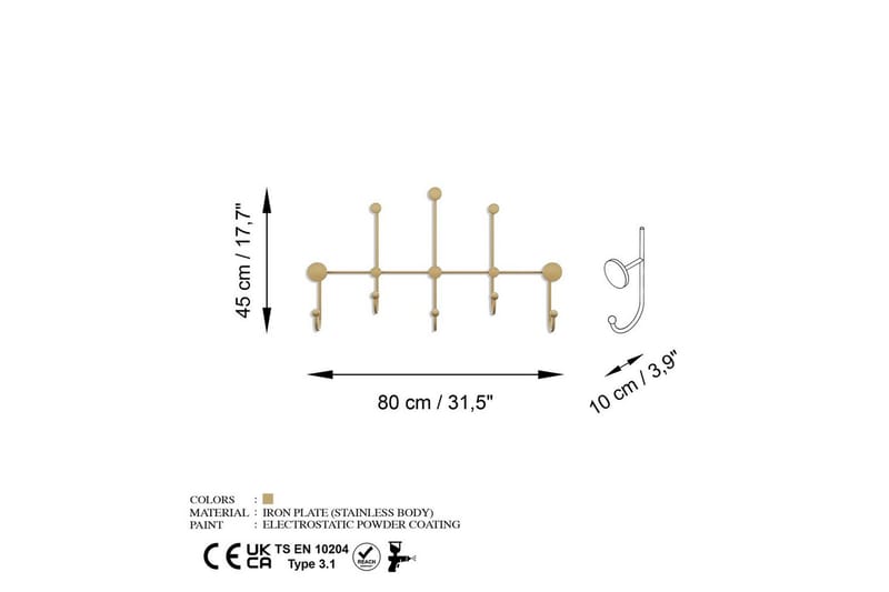 Metalkrog til Væg Ranjita Rany - Rany - Opbevaring - Tøjopbevaring - Knagerækker