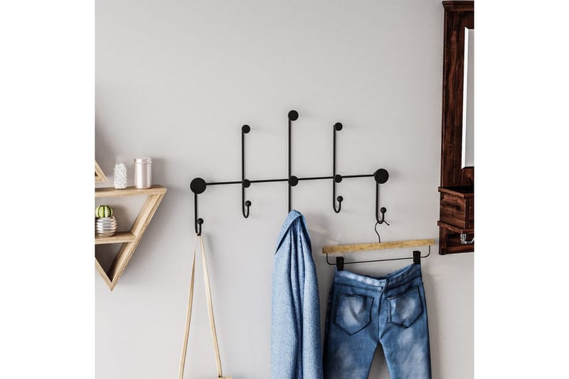 Metalkrog til Væg Ranjita Sort - Sort - Opbevaring - Tøjopbevaring - Knagerækker