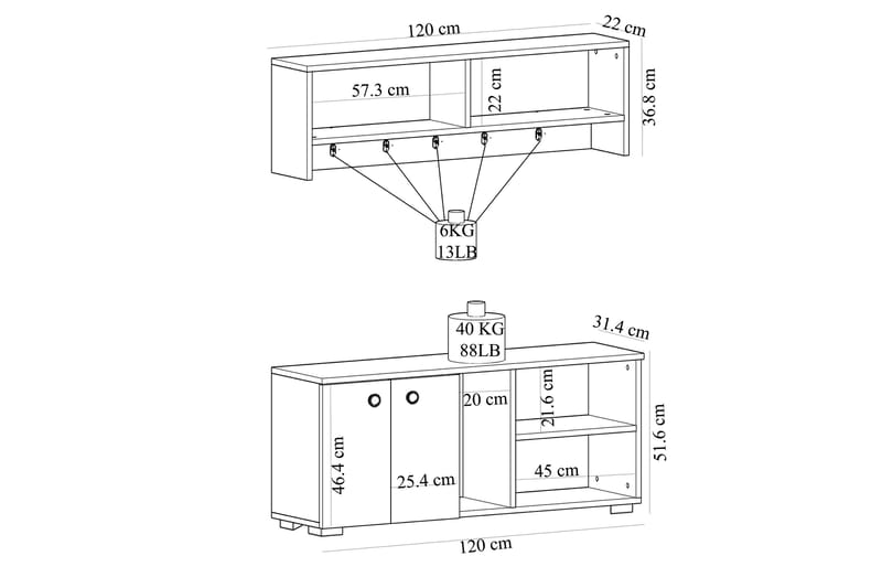 Rinorea Tøjstativ 120x51,6 cm - Antracit - Opbevaring - Tøjopbevaring - Knagerækker