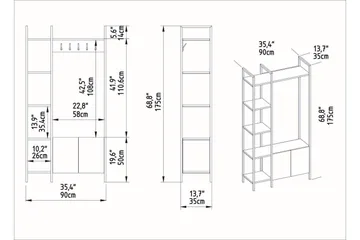 Rinorea Tøjstativ 90x175 cm - Brun - Opbevaring - Tøjopbevaring - Knagerækker