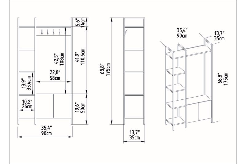 Rinorea Tøjstativ 90x175 cm - Hvid - Opbevaring - Tøjopbevaring - Knagerækker