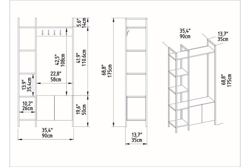 Rinorea Tøjstativ 90x175 cm - Hvid - Opbevaring - Tøjopbevaring - Knagerækker
