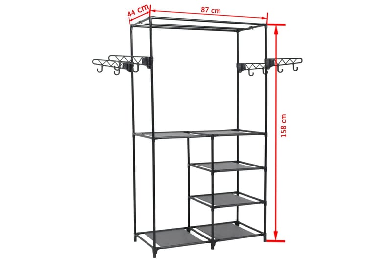 Tøjstativ Sort 87 X 44 X 158 Cm Stål Og Uvævet Stof - Sort - Knage - Knagerækker - Knager