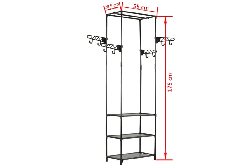 Tøjstativ Stål Og Uvævet Stof 55 X 28,5 X 175 Cm Sort - Sort - Opbevaring - Tøjopbevaring - Knagerækker - Knage