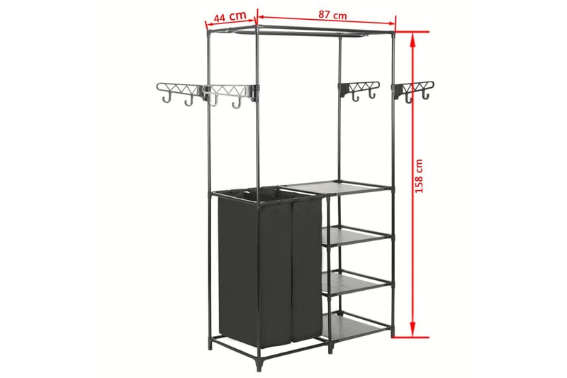 Tøjstativ Stål Og Uvævet Stof 87 X 44 X 158 Cm Sort - Sort - Opbevaring - Tøjopbevaring - Knagerækker - Knage